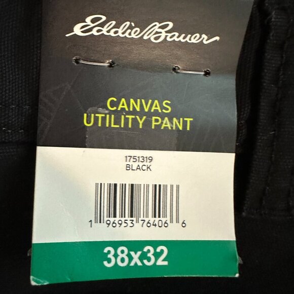 Eddie Bauer Men's Canvas Utility Work Pant Size 38X32 Black Straight Classic Fit - Picture 10 of 11